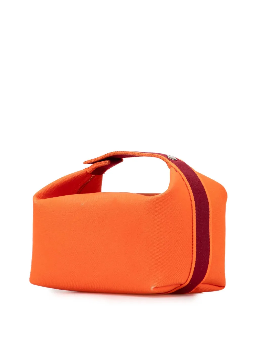 Pre-owned Hermes 2021-2025 Large Toile Bride A Brac Vanity Bag In Orange