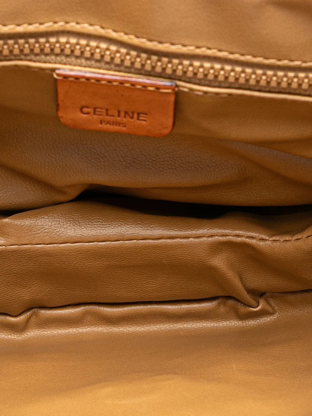 Pre-owned Celine 2005 Macadam Coated Canvas And Leather Crossbody Bag In Brown