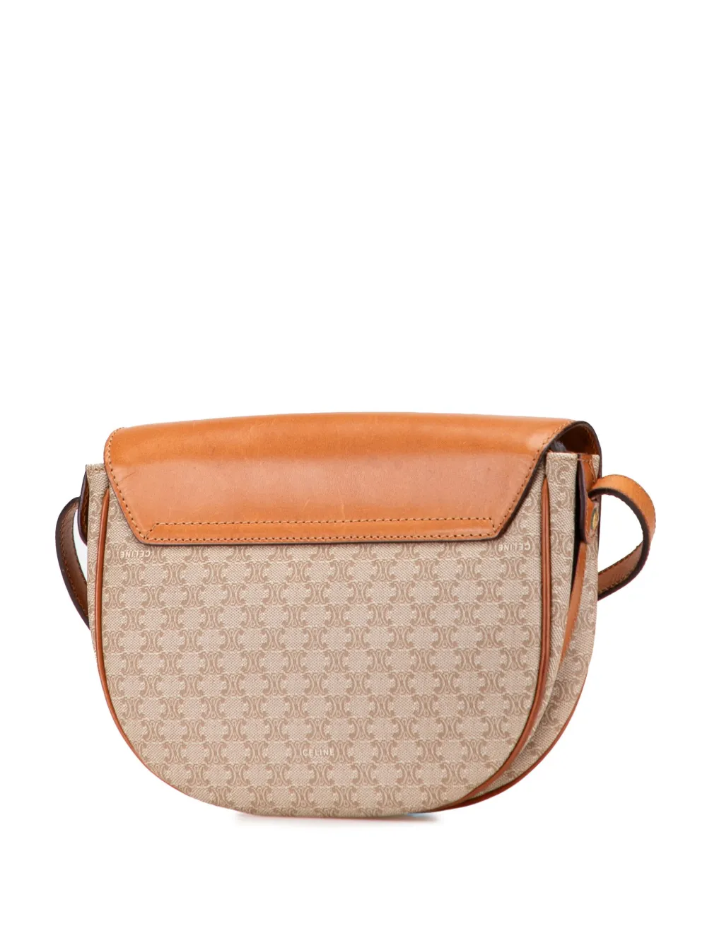 Pre-owned Celine 2005 Macadam Coated Canvas And Leather Crossbody Bag In Brown