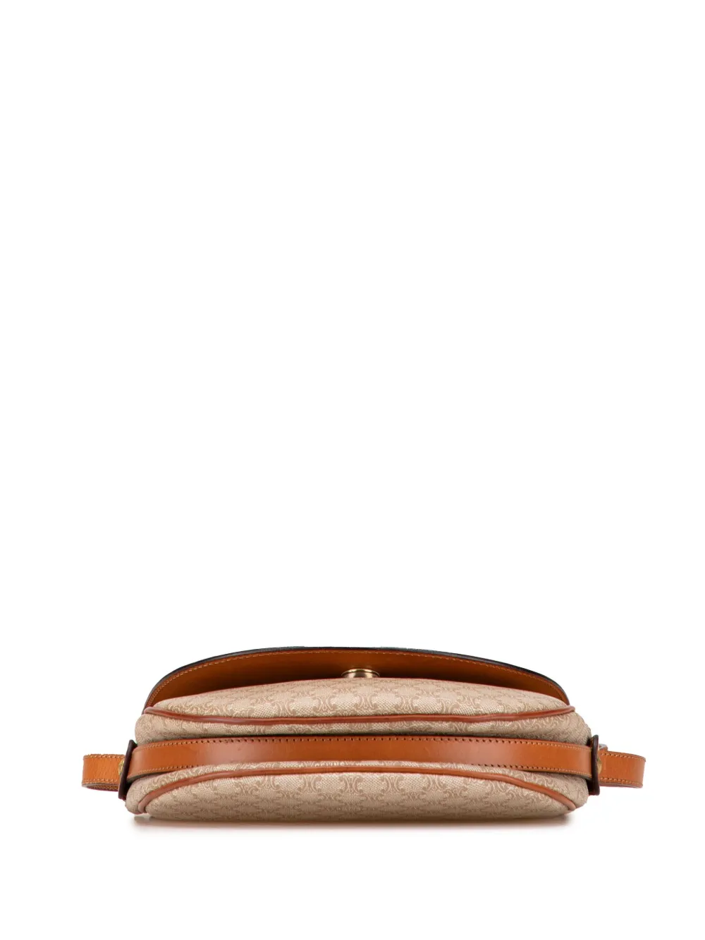 Pre-owned Celine 2005 Macadam Coated Canvas And Leather Crossbody Bag In Brown