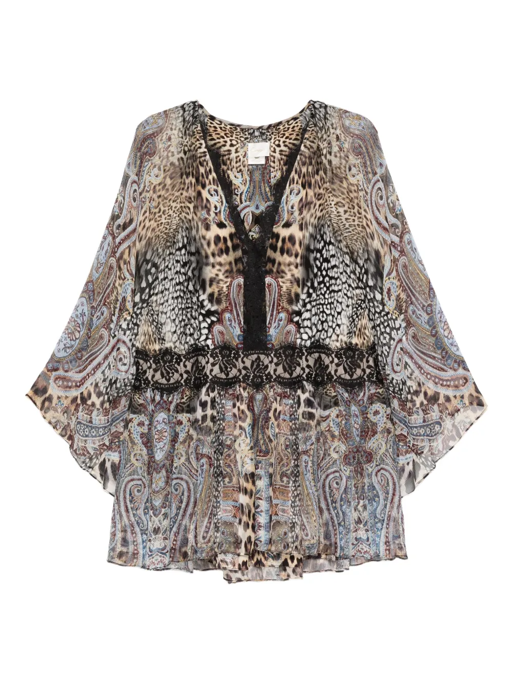 Camilla lace-trim animal-print dress - Toni neutri