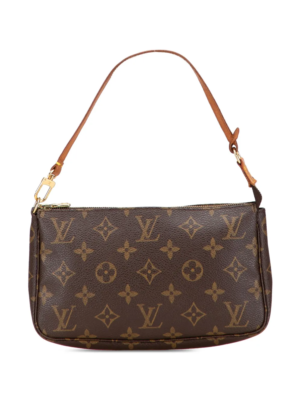 Pre-owned Louis Vuitton 2001 Monogram Pochette Accessoires Shoulder Bag In Brown