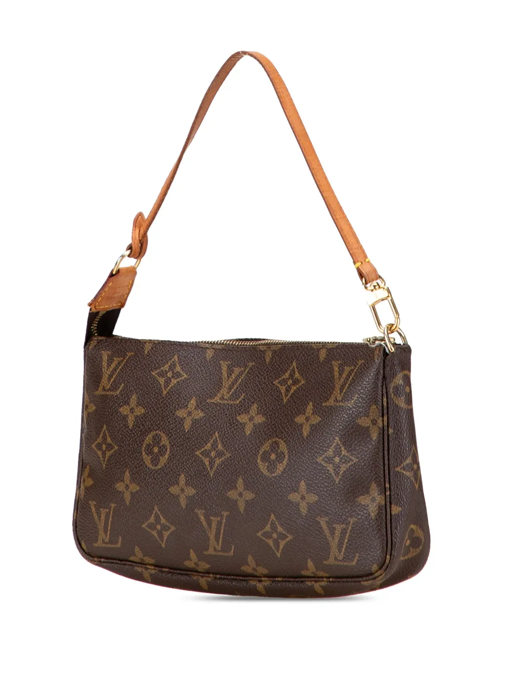 Pre-owned Louis Vuitton 2001 Monogram Pochette Accessoires Shoulder Bag In Brown