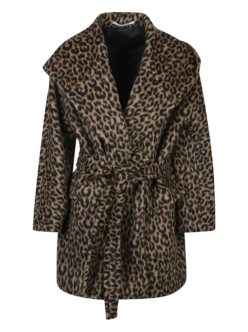 Tagliatore abrigo con capucha y animal print | negro | Image 1