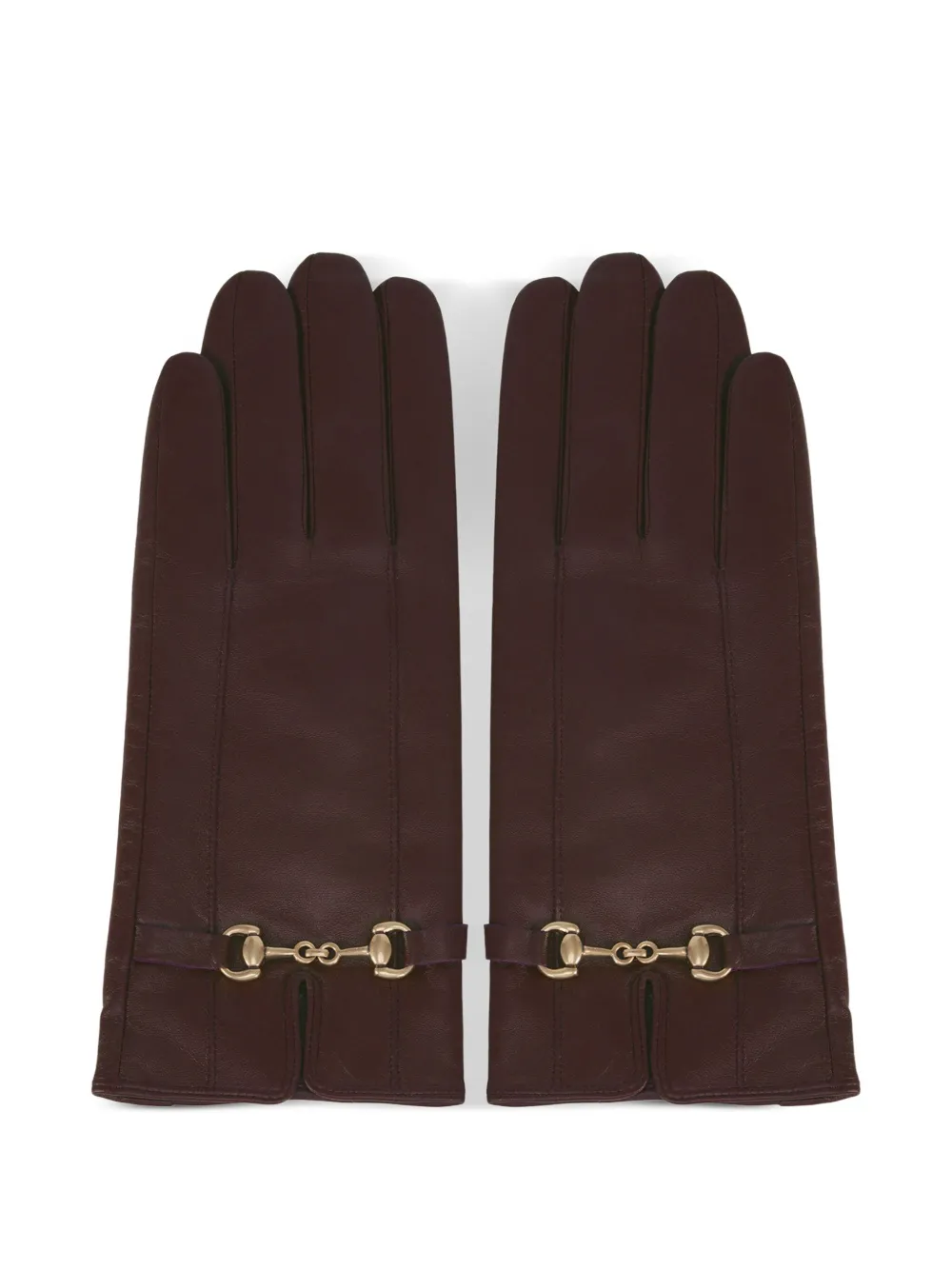 Potamy Horsebit Leather Gloves In Burgundy