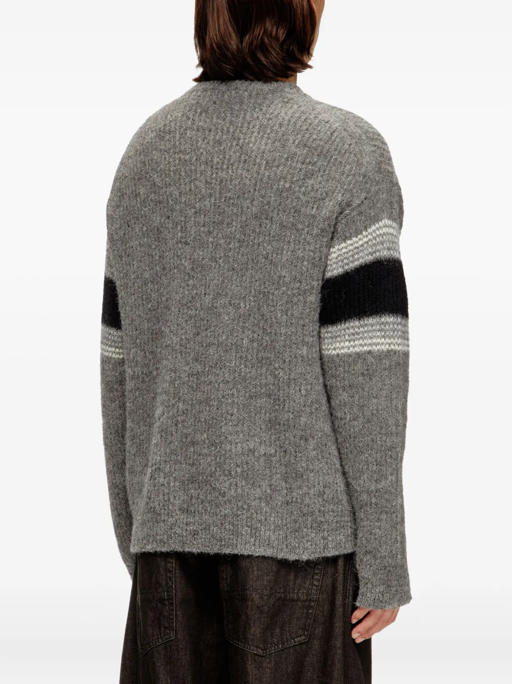 Diesel K-Soren gestreepte trui met borduurwerk Grijs