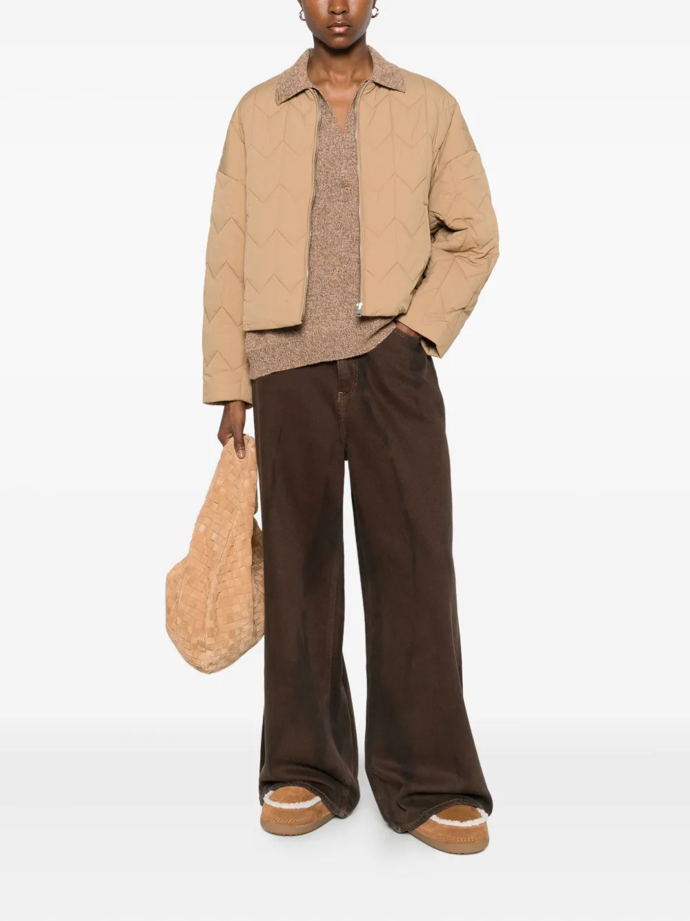 Maison Kitsuné Quilted Jacket Clothing In Nude