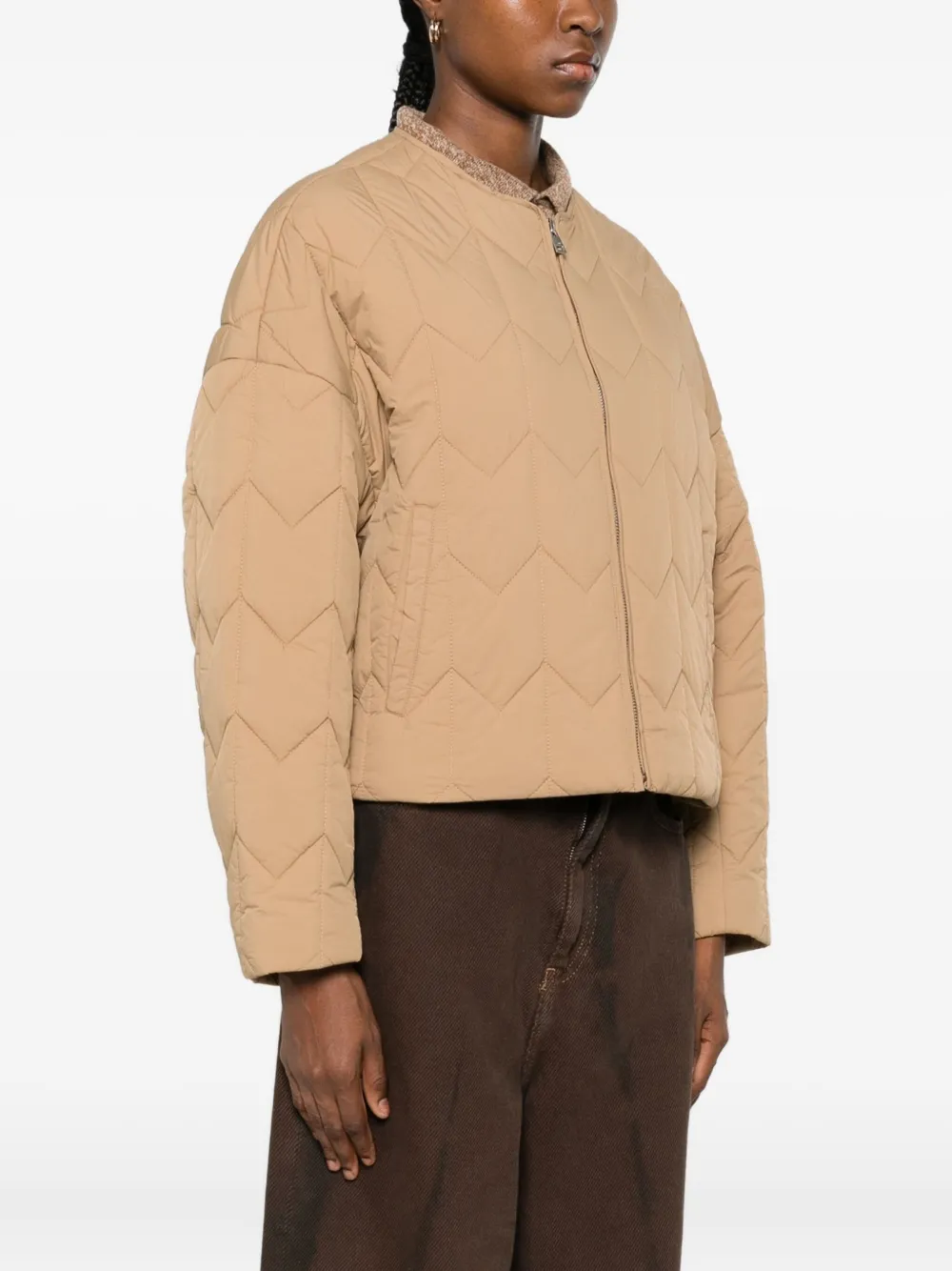 Maison Kitsuné Quilted Jacket Clothing In Nude