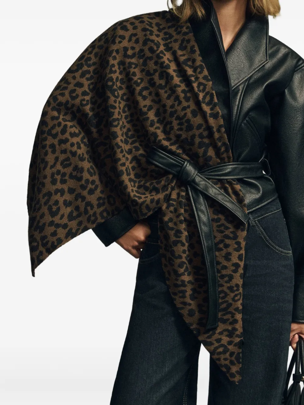 Potamy Leopard-print Scarf In Brown