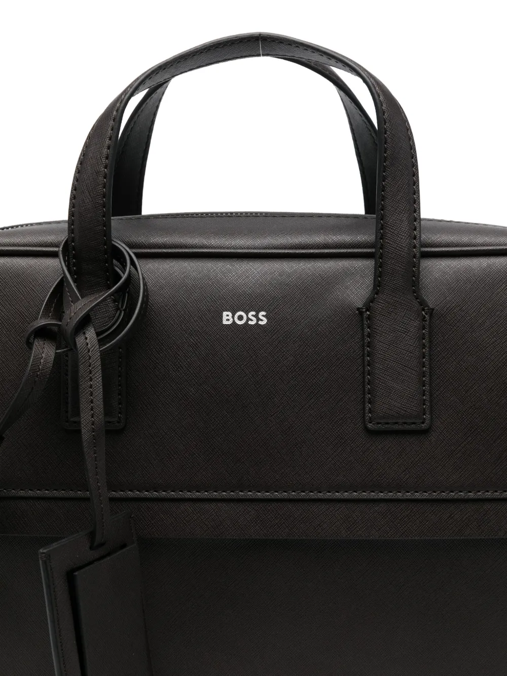 Hugo Boss Foil-print Briefcase In Brown