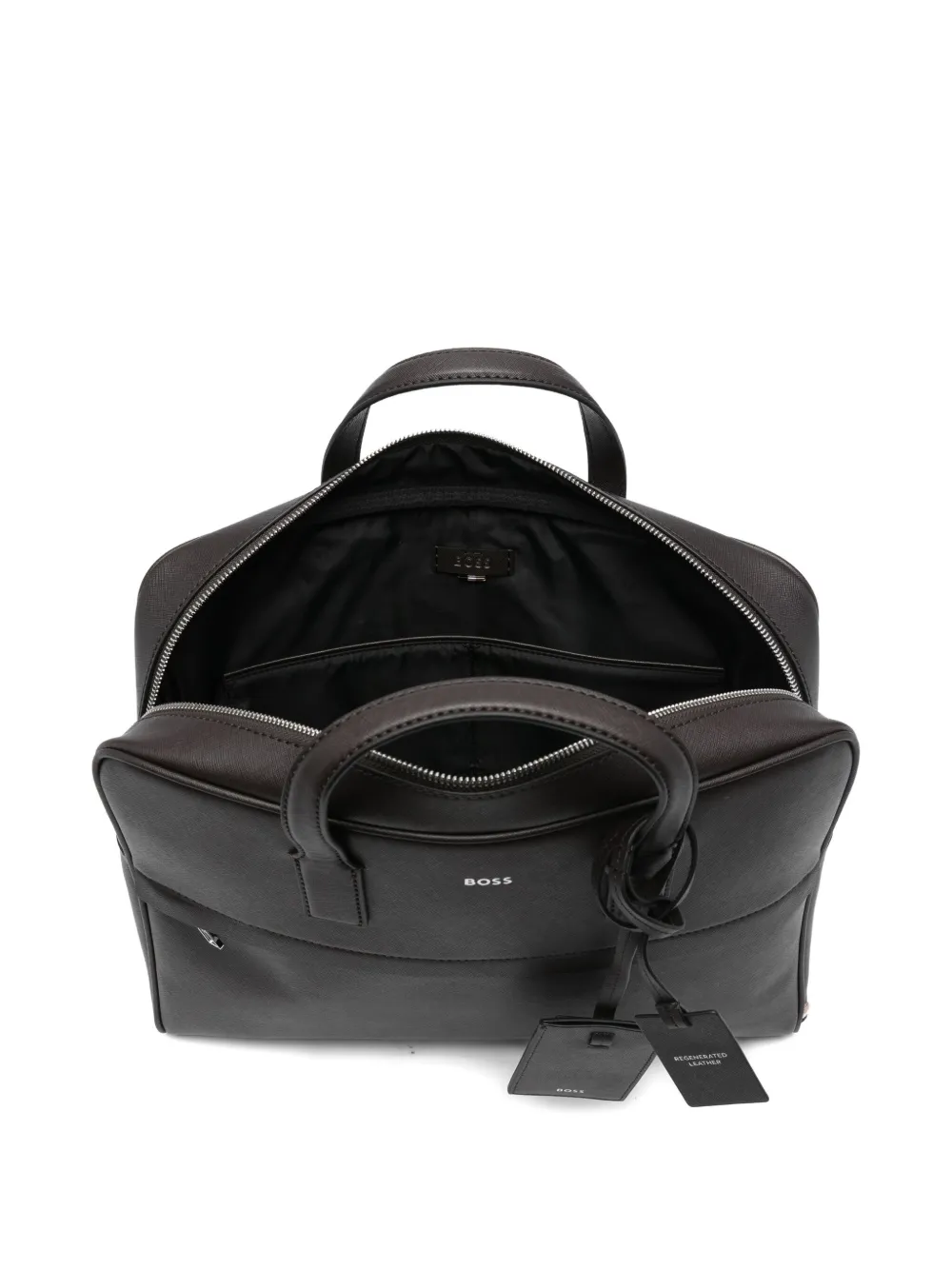 Hugo Boss Foil-print Briefcase In Brown