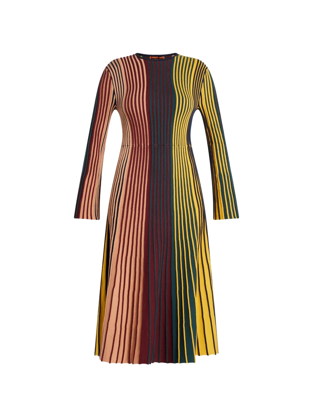 Simon Miller Celia striped long-sleeve midi dress - Marrone