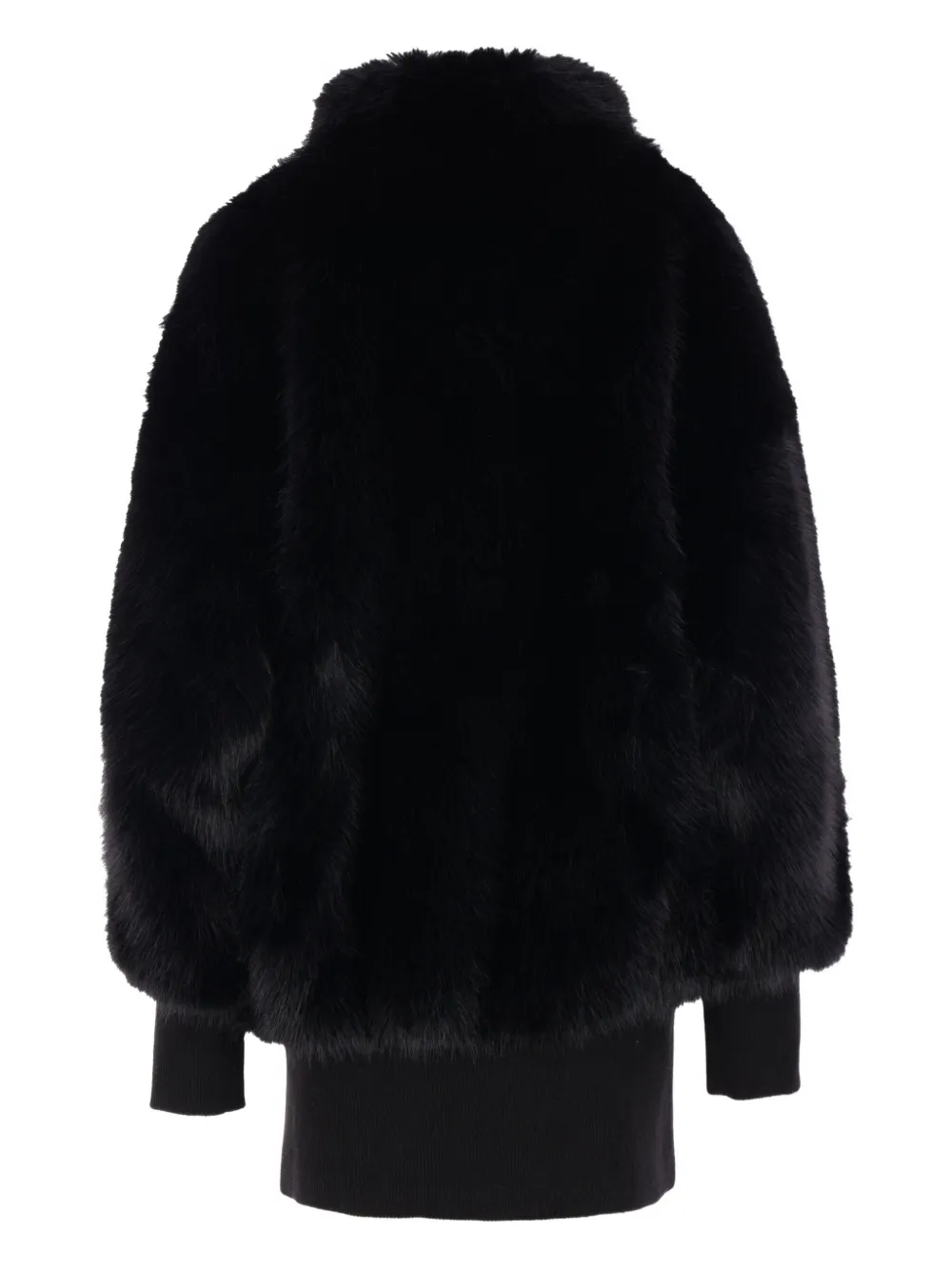 Vaquera Faux-fur Leather Coat In Black