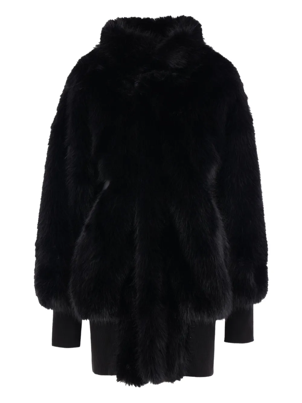 Vaquera Faux-fur Leather Coat In Black