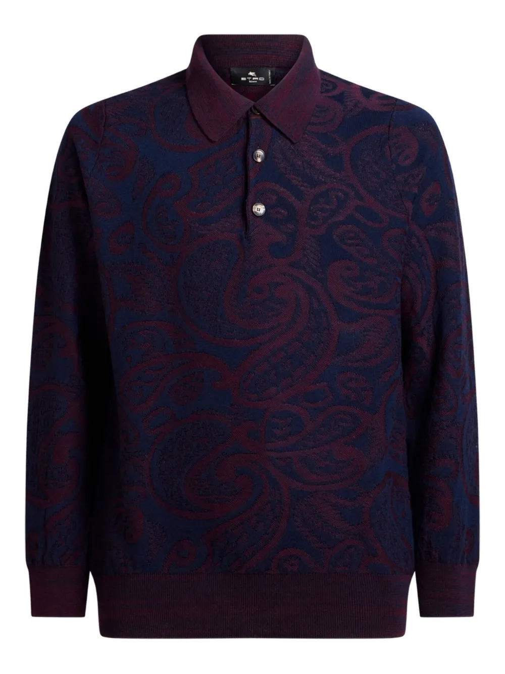 Etro Jacquard Wool Polo Shirt In Blue
