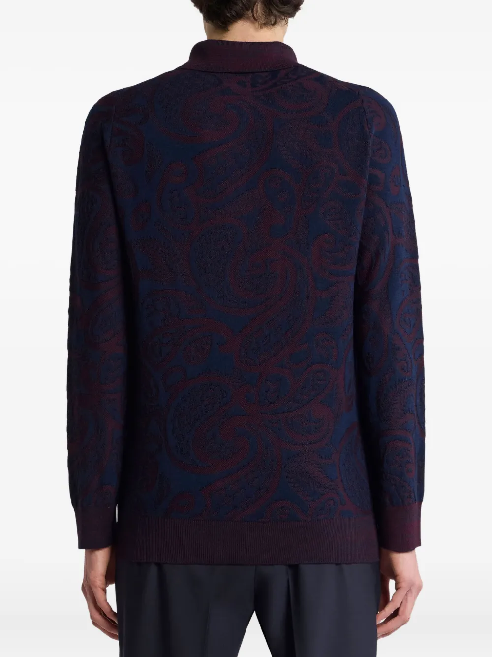 Etro Jacquard Wool Polo Shirt In Blue