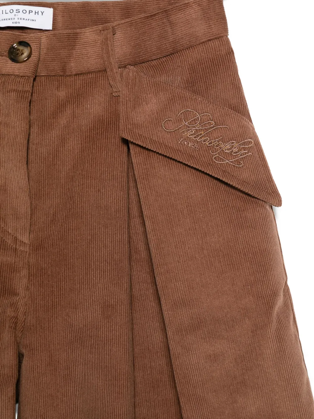 Philosophy Di Lorenzo Serafini Kids Ribfluwelen shorts Bruin