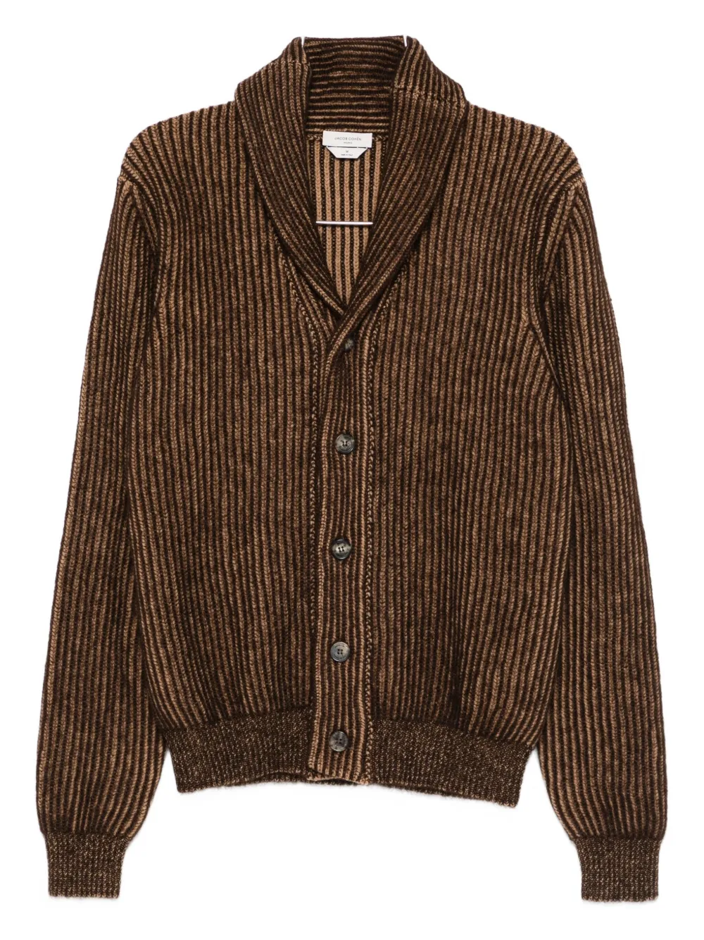 Jacob Cohën striped shawl-collar cardigan | Brown | Image 1