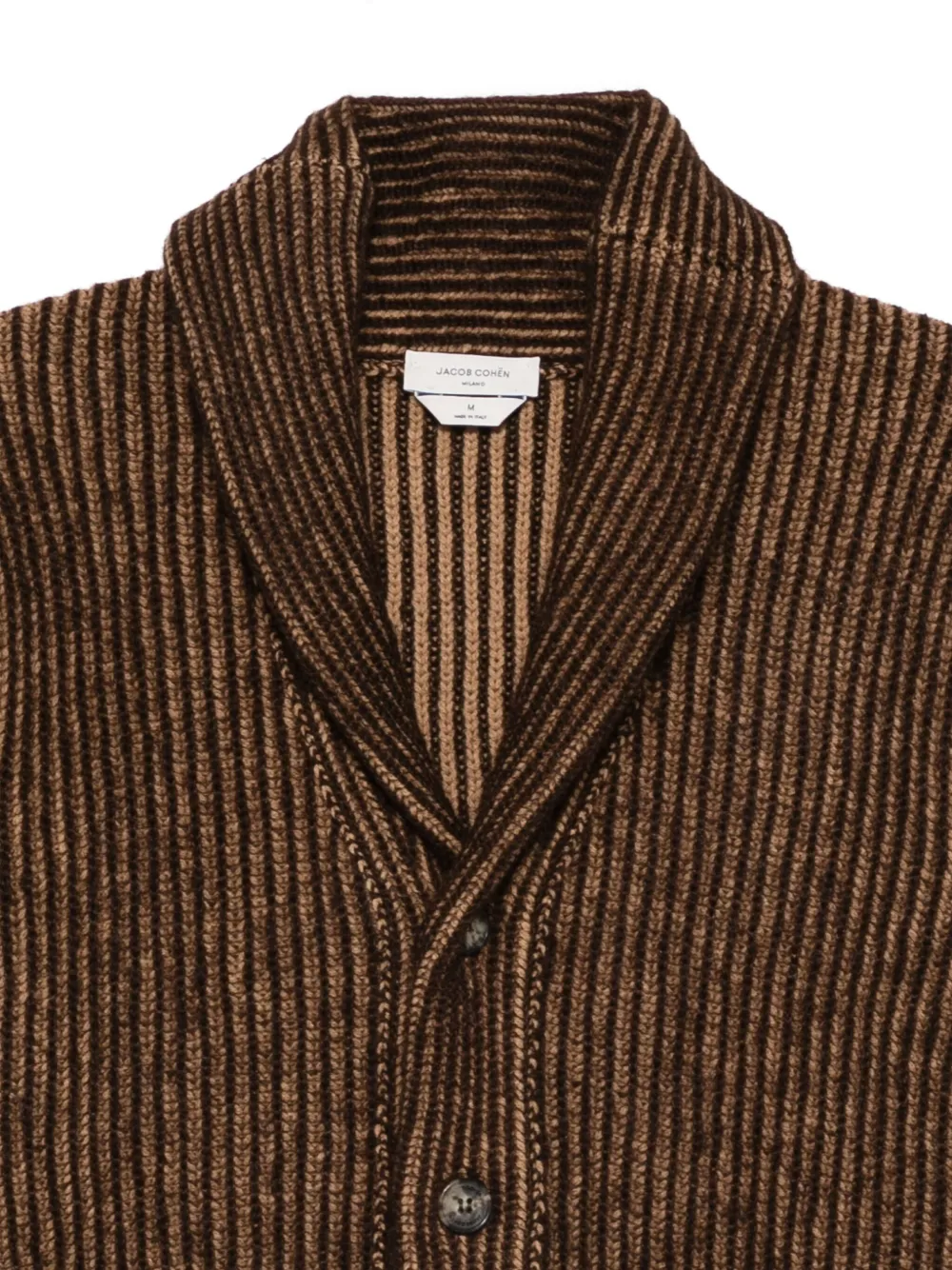 Jacob Cohën Gestreept vest met sjaalkraag Bruin
