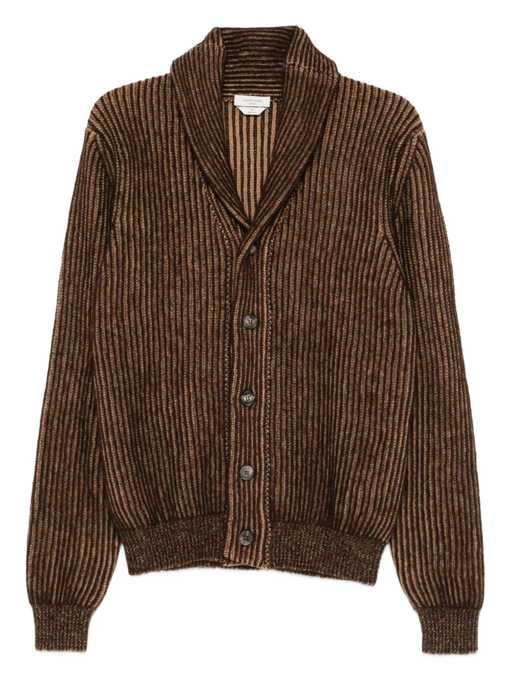 Jacob Cohën striped shawl-collar cardigan | Brown | Image 1