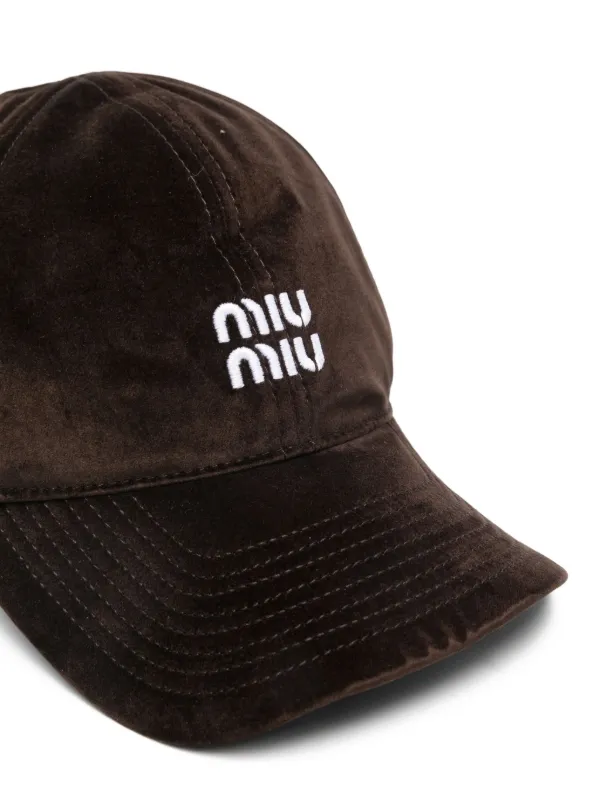 Miu Miu Velvet Cap | Brown | FARFETCH NO