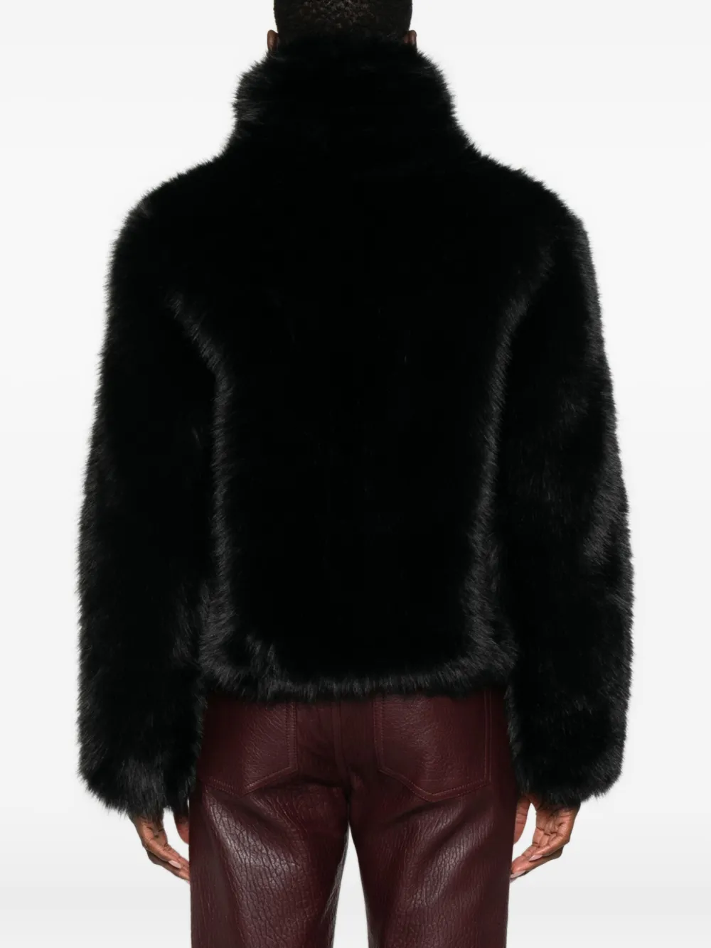 Molliolli Buckle-strap Faux-fur Coat In Black