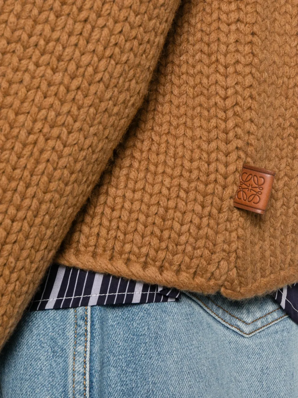 Loewe Mens Tan Turtleneck Knitted Wool Sweater In Brown