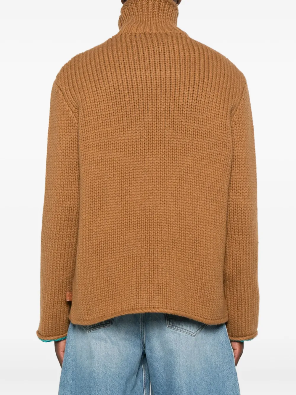 Loewe Mens Tan Turtleneck Knitted Wool Sweater In Brown