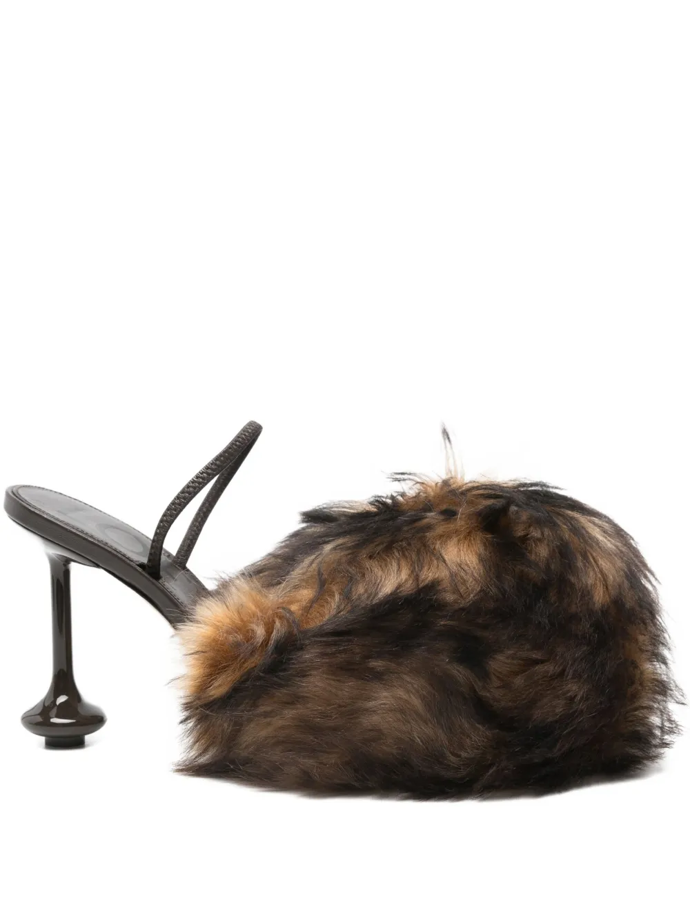 Loewe 90mm Braided-strap Fur Sandals In Brown