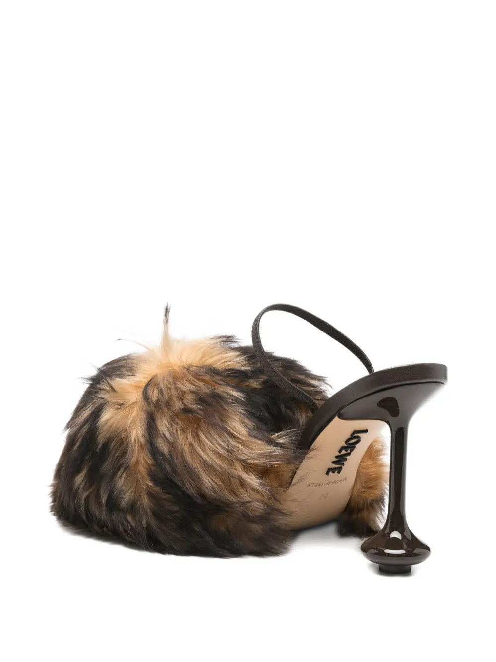 Loewe 90mm Braided-strap Fur Sandals In Brown