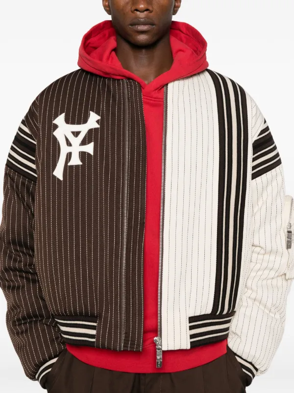 PDF Pinstripe zip-up Jacket | Brown | FARFETCH