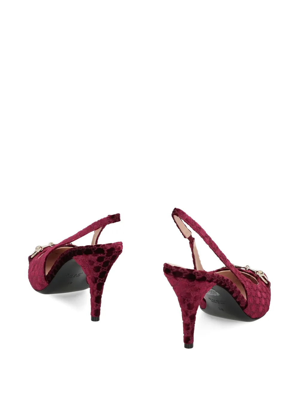 Gucci 85mm Gg Velvet Slingback Pumps In Red