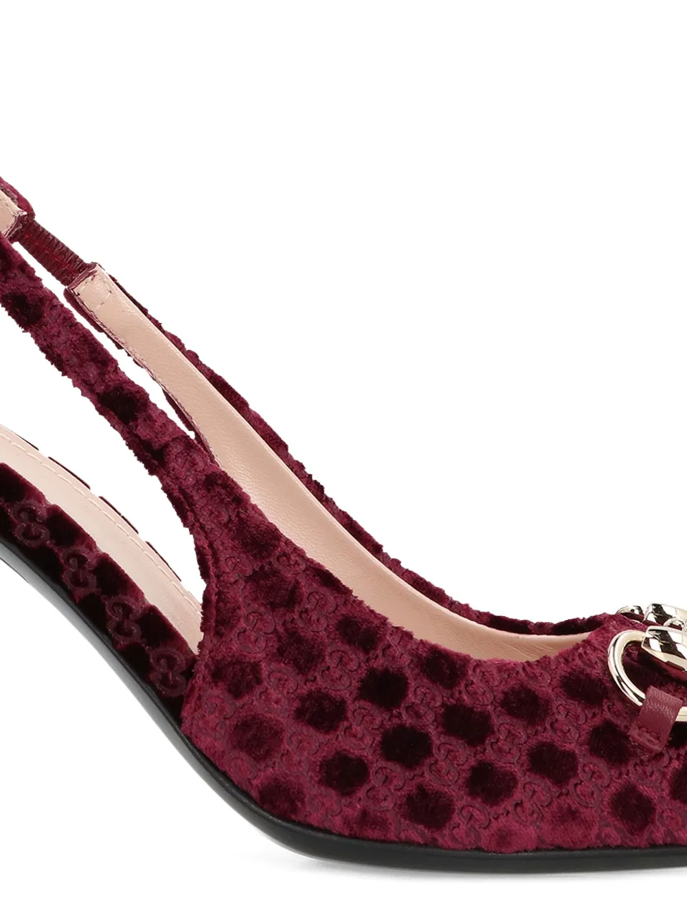 Gucci 85mm Gg Velvet Slingback Pumps In Red