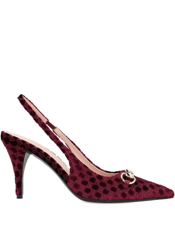 Gucci 85mm GG Velvet Slingback Pumps Red FARFETCH