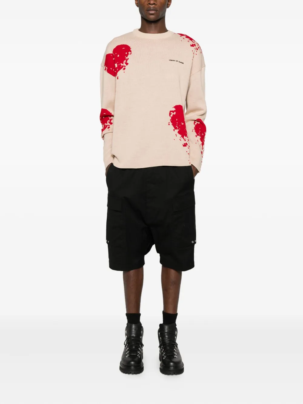 Vision Of Super heart-print sweater - Beige