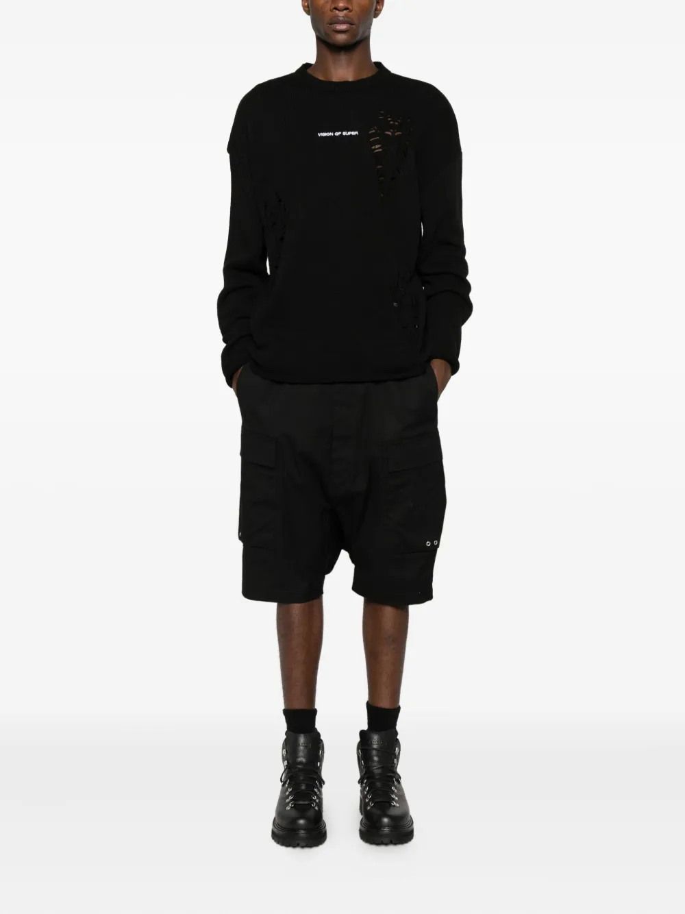 Vision Of Super distressed-effect sweater - Zwart