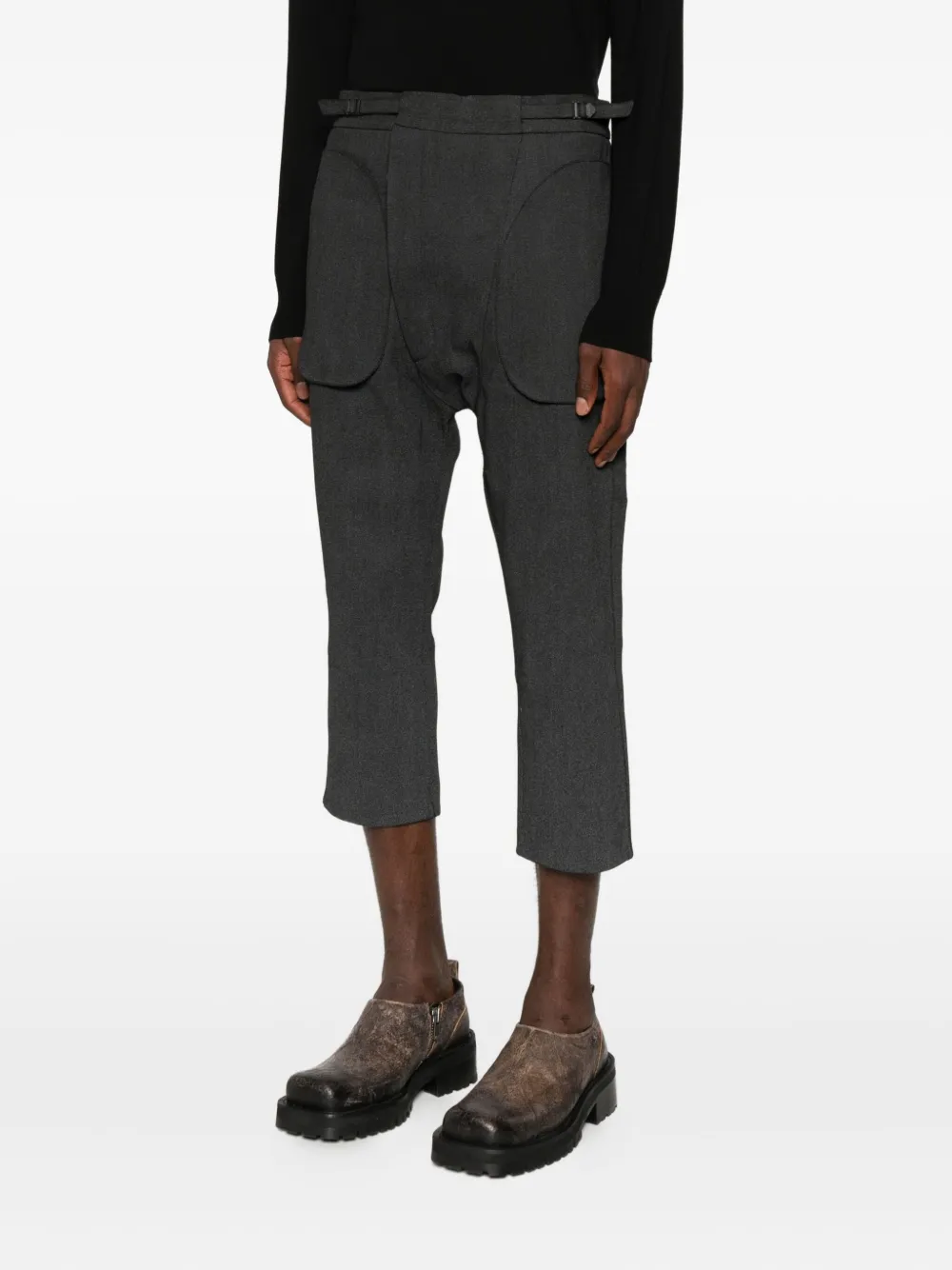 Deepti Panelled Cropped Trousers In Gray