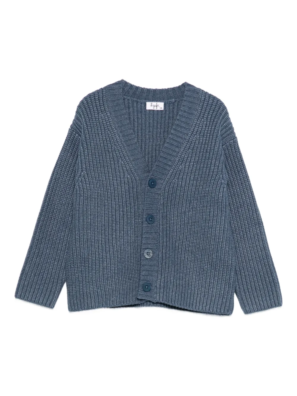 Il Gufo cardigan en maille à design côtelé | bleu | Image 1