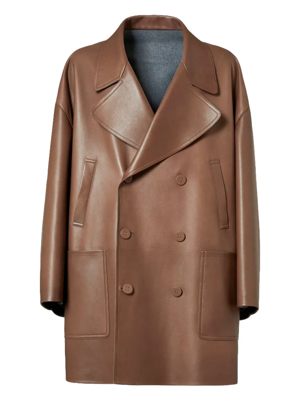 FENDI double-breasted lambskin coat | Brown | Image 1