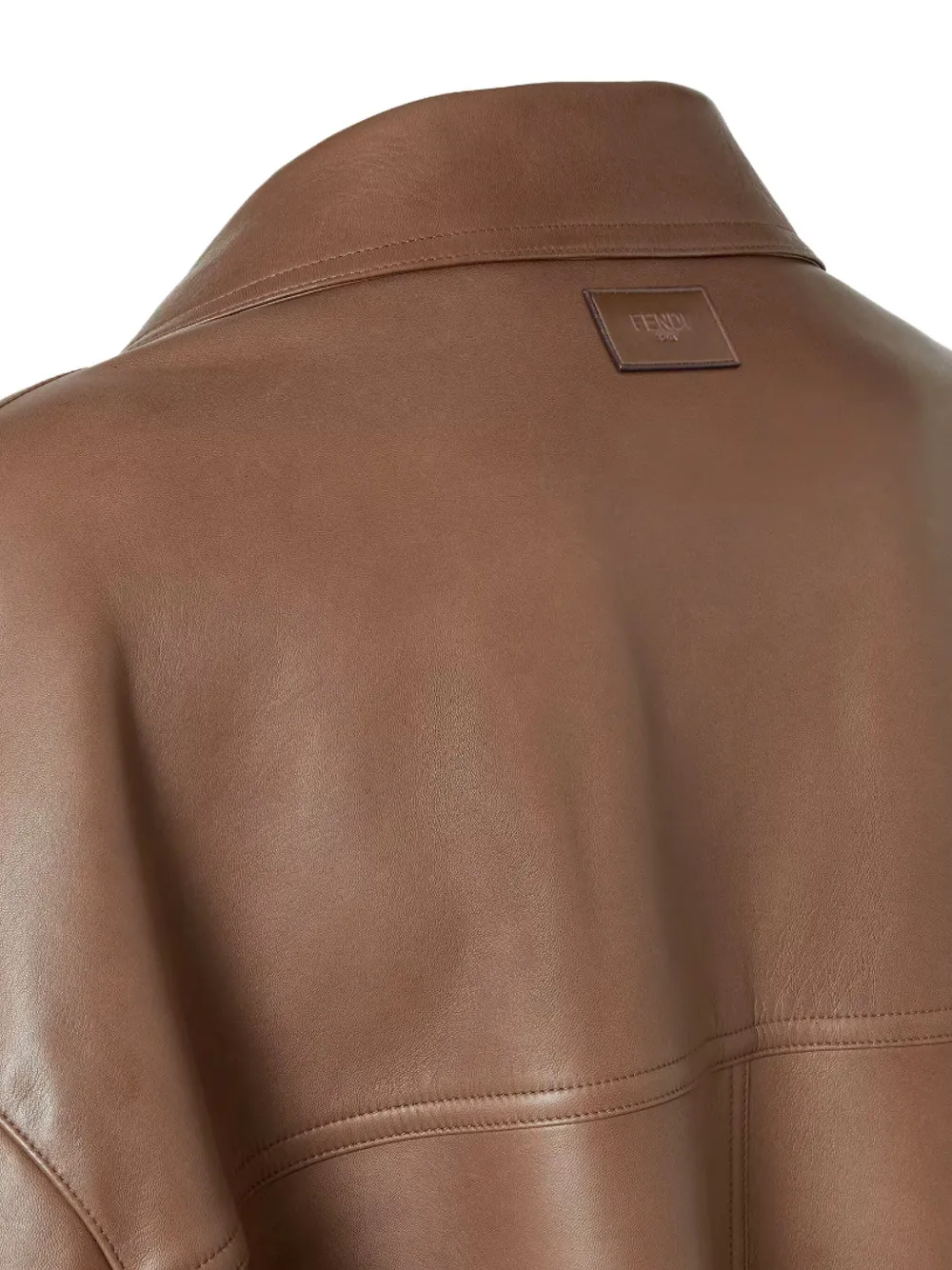  Fendi Double-breasted Lambskin Coat - Brown 