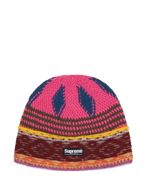 Supreme logo-patch beanies hat
