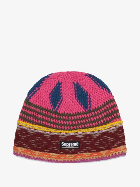 Supreme logo-patch beanies hat