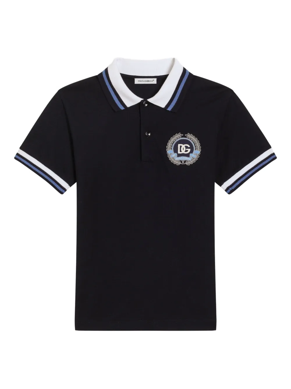 Dolce & Gabbana Kids Piqué poloshirt met geborduurde patch Zwart