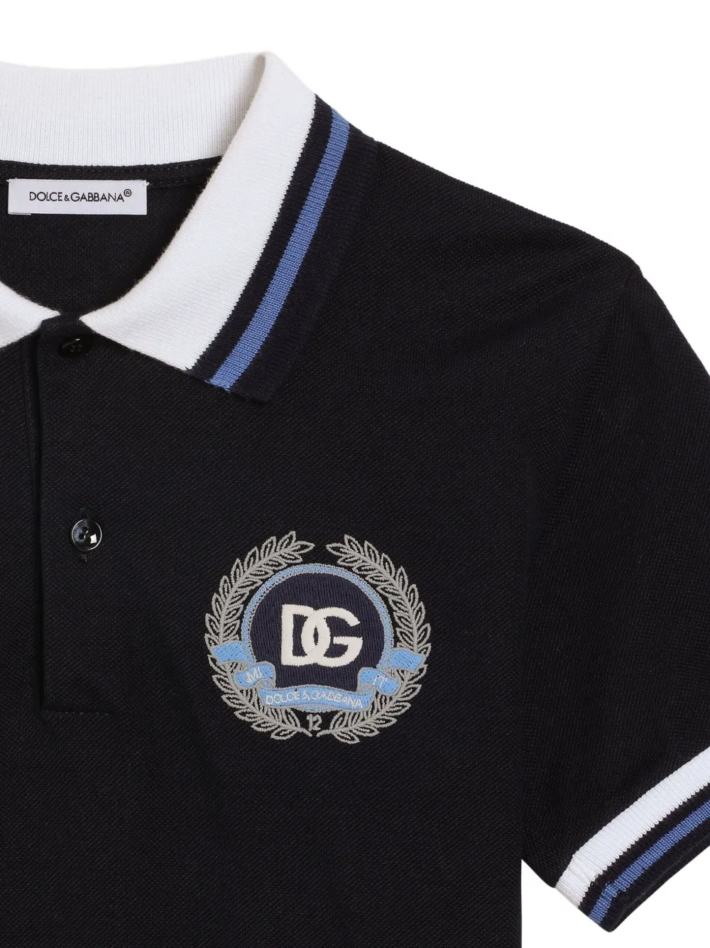 Dolce & Gabbana Kids Piqué poloshirt met geborduurde patch Zwart