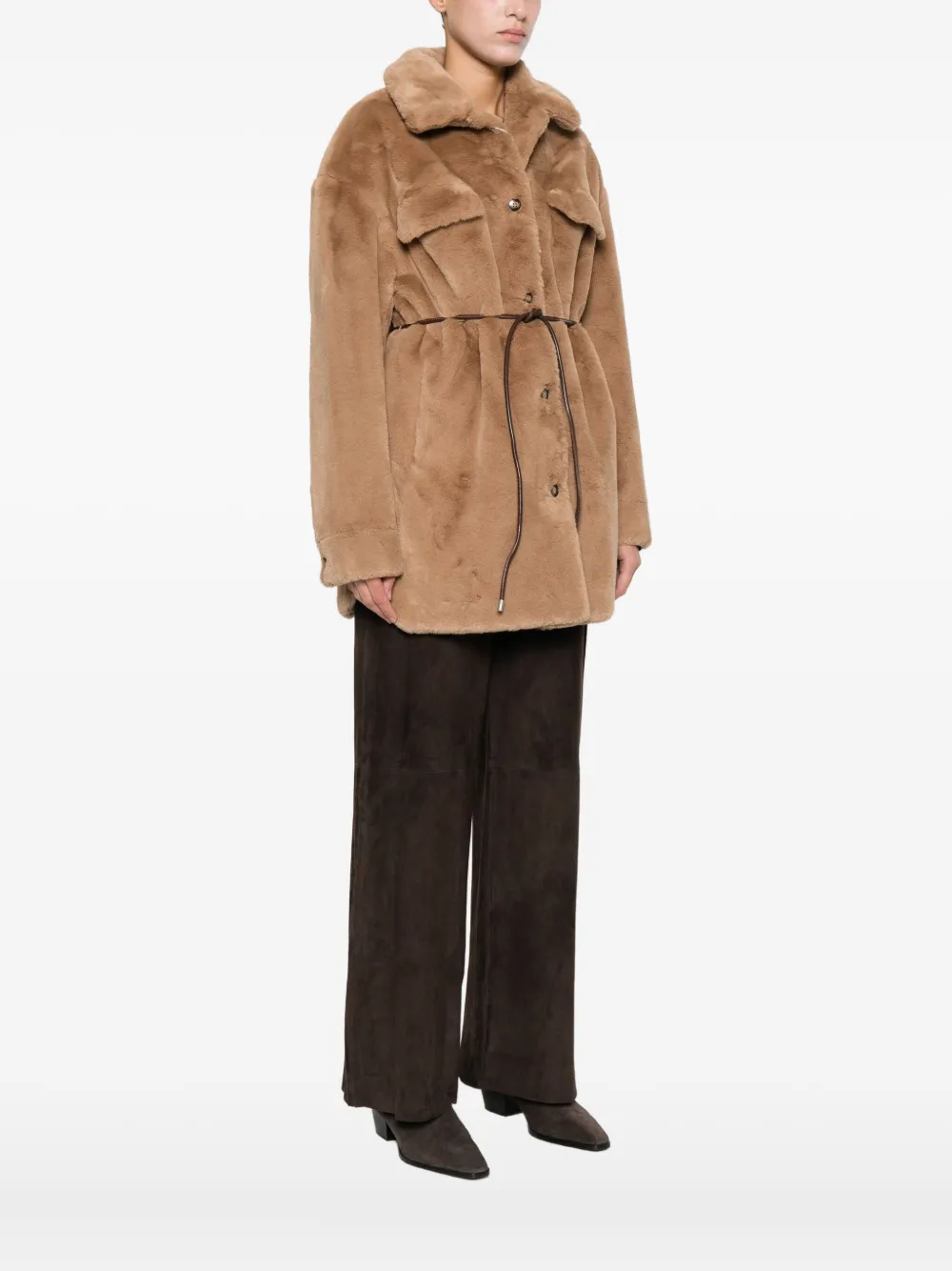 Molliolli Ashley Faux Fur Jacket In Brown