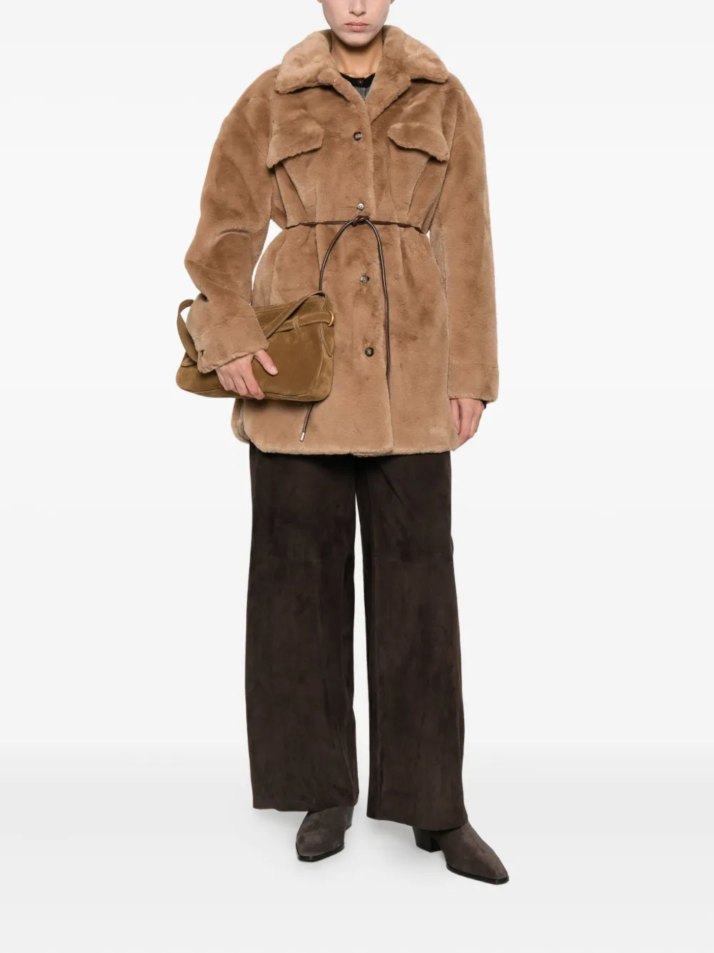 Molliolli Ashley Faux Fur Jacket In Brown