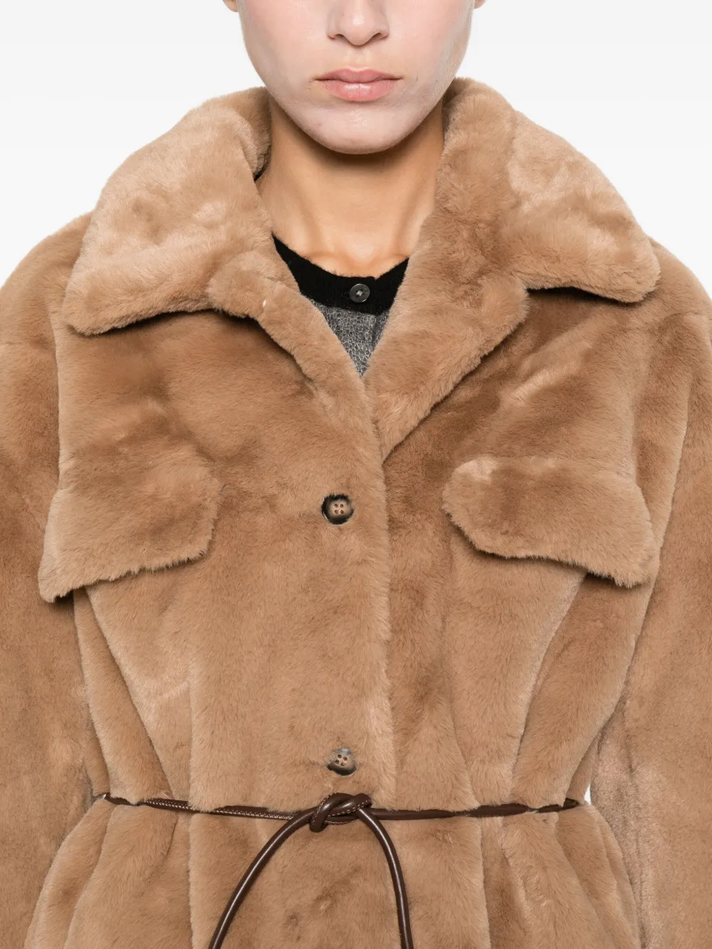 Molliolli Ashley Faux Fur Jacket In Brown
