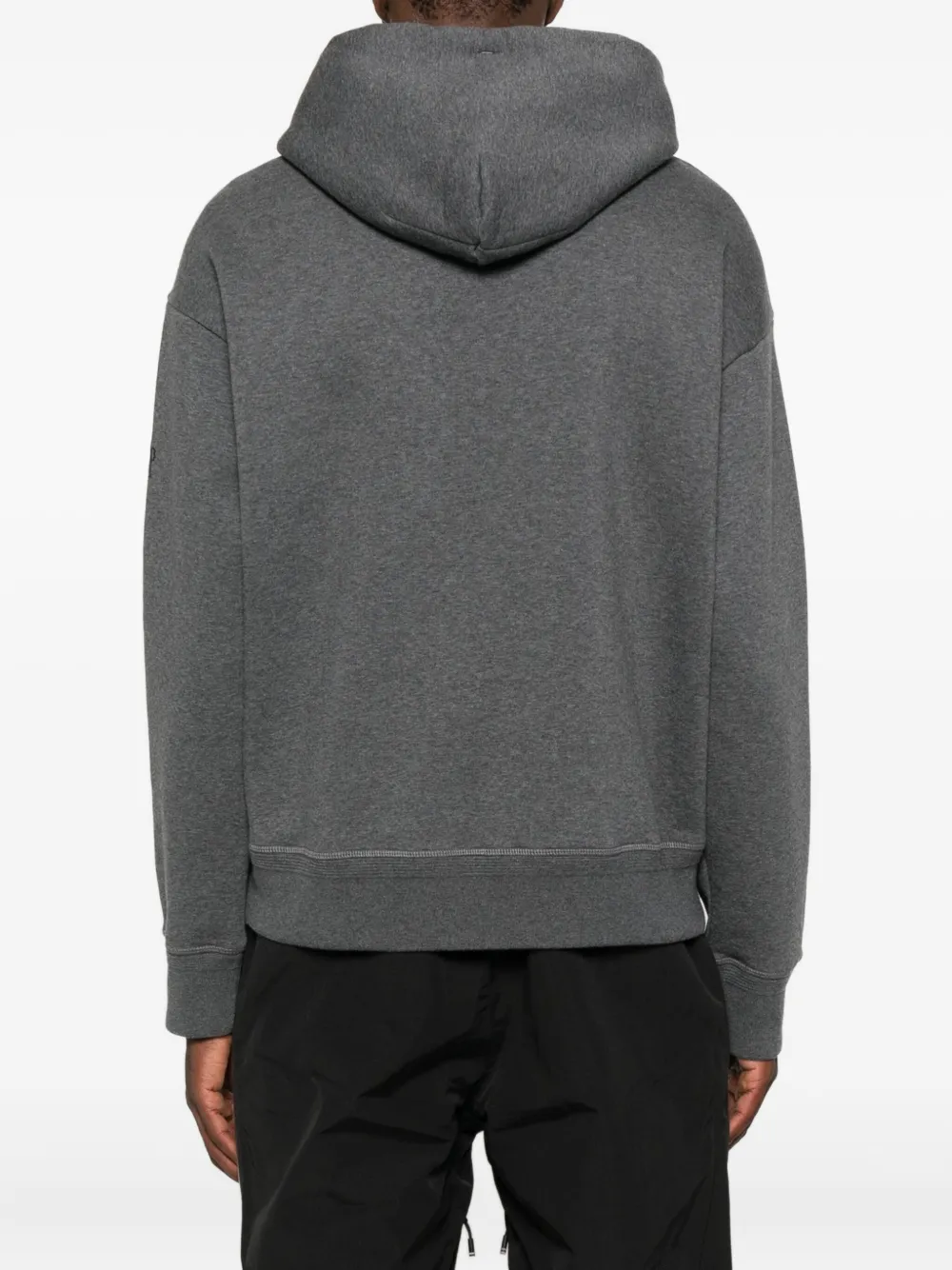 Moncler Mountain Logo Cotton Blend Hoodie In Gray