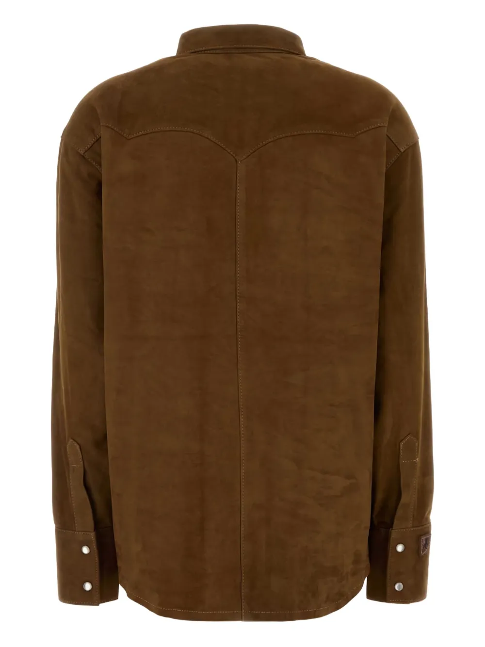 LOIS JEANS chest-pocket suede shirt - Bruin
