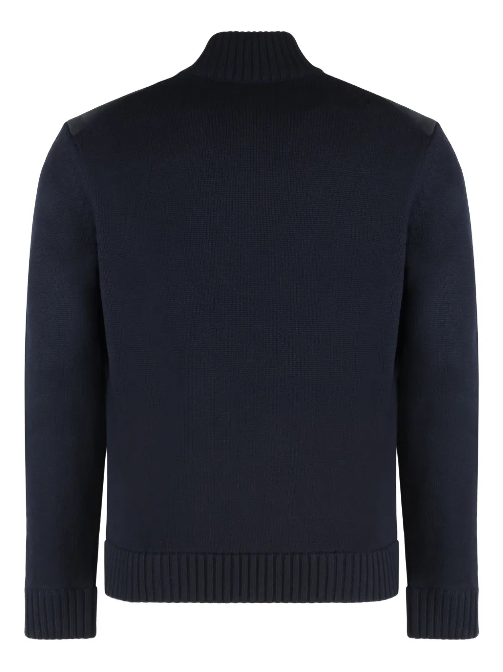 Slowear Cardigan With Front Panel In Leather In Blue